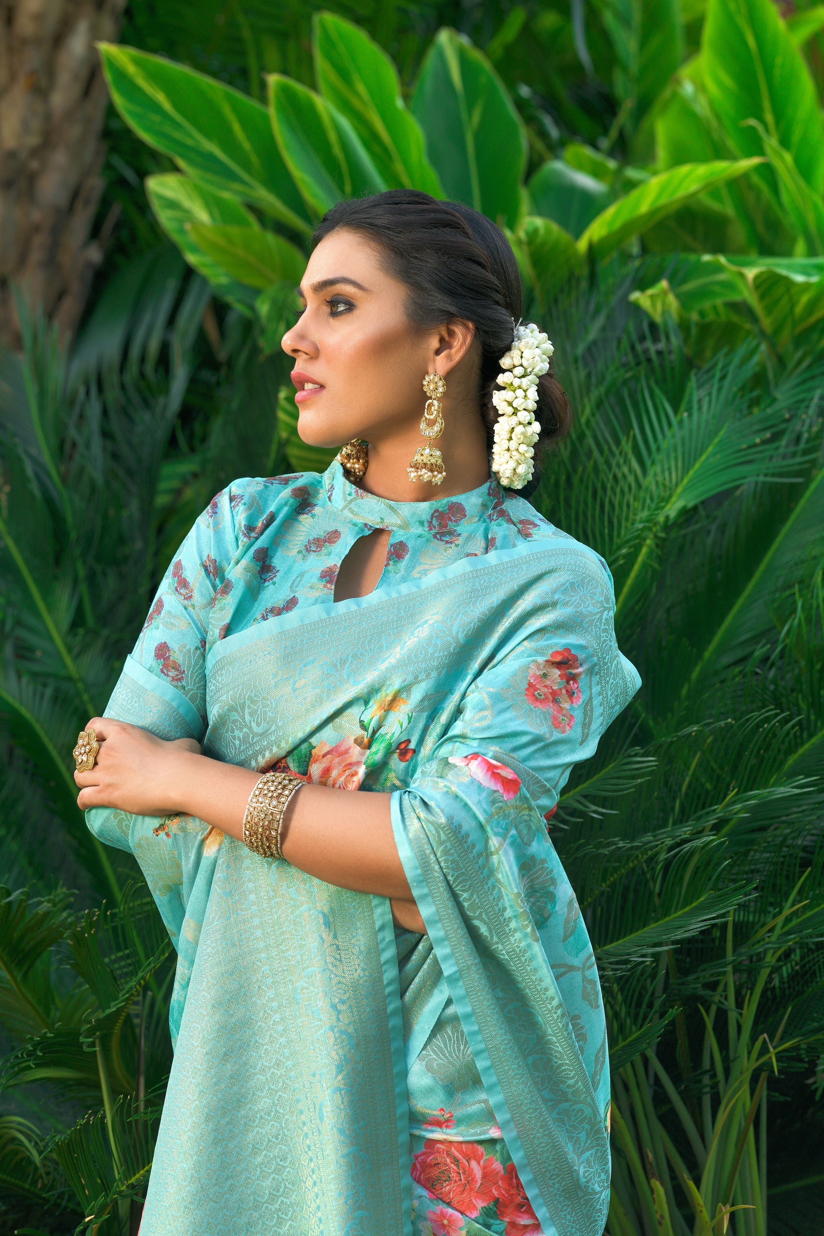 Royal Blue Soft Munga Silk Saree with Matching Blouse – Heavy Designer Digital Print