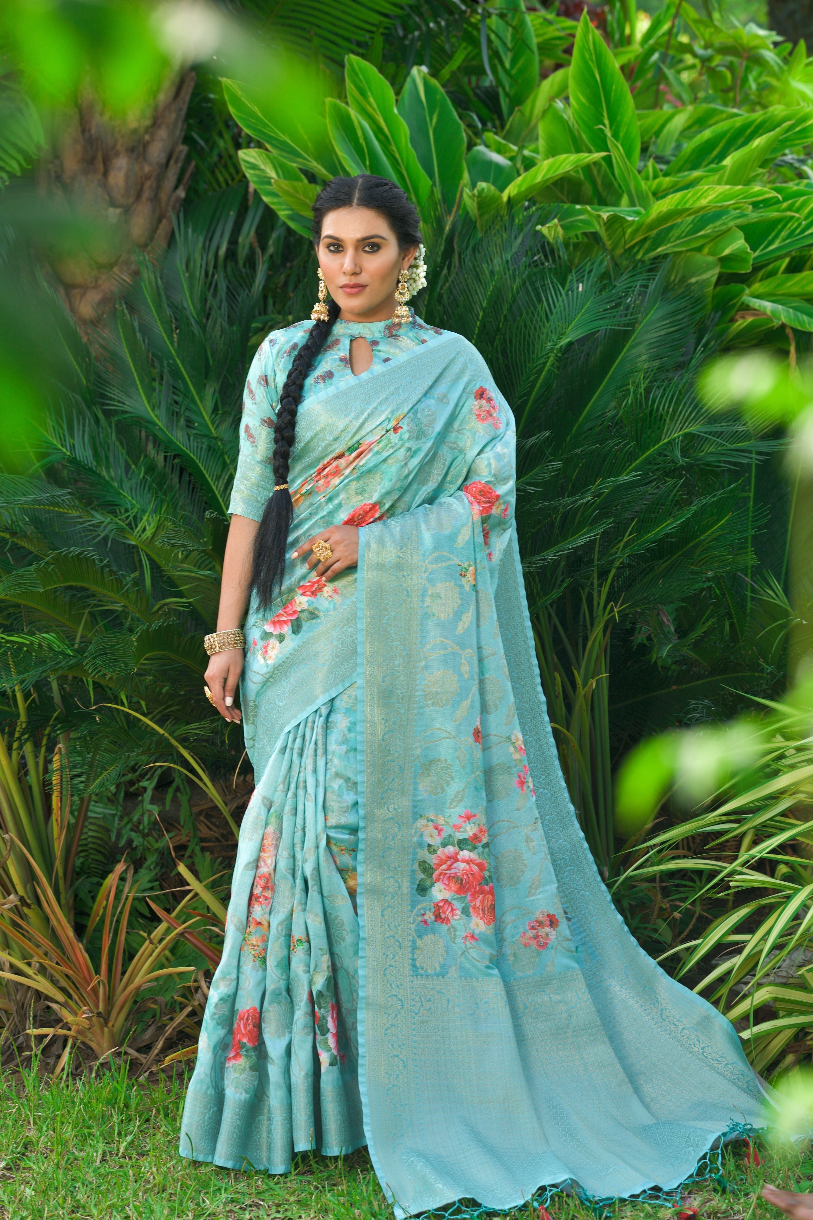 Royal Blue Soft Munga Silk Saree with Matching Blouse – Heavy Designer Digital Print