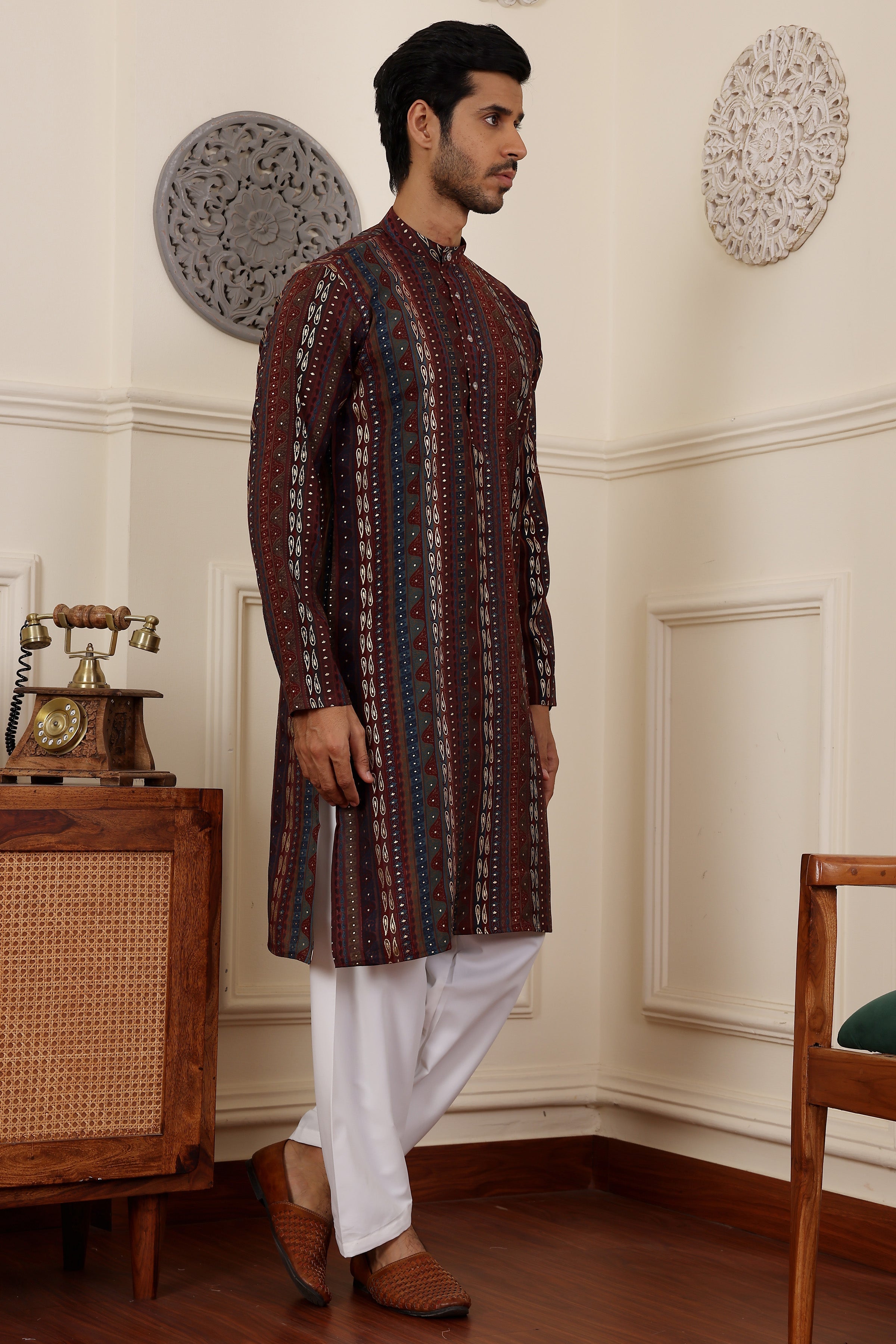 Multicolor Readymade Kurta Pajama Set – Modal Silk & Art Silk