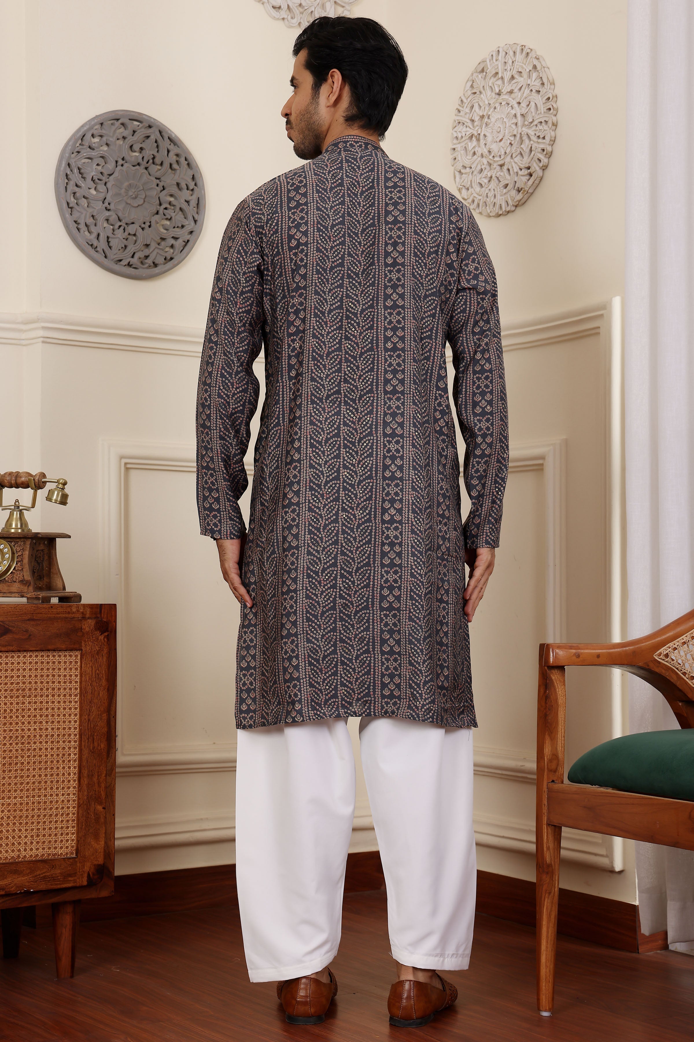 Blue Readymade Kurta Pajama Set – Modal Silk & Art Silk