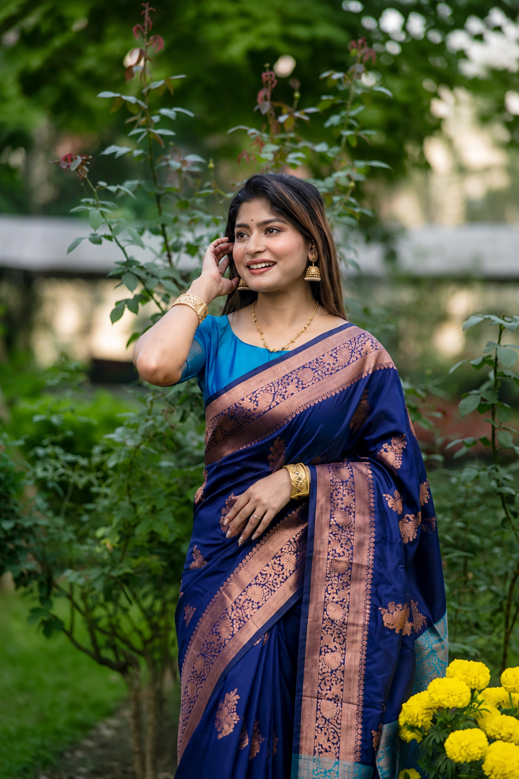 Royal Teal Blue Soft Banarasi Katan Silk Pattu Saree with Purple Contrast Zari Pallu