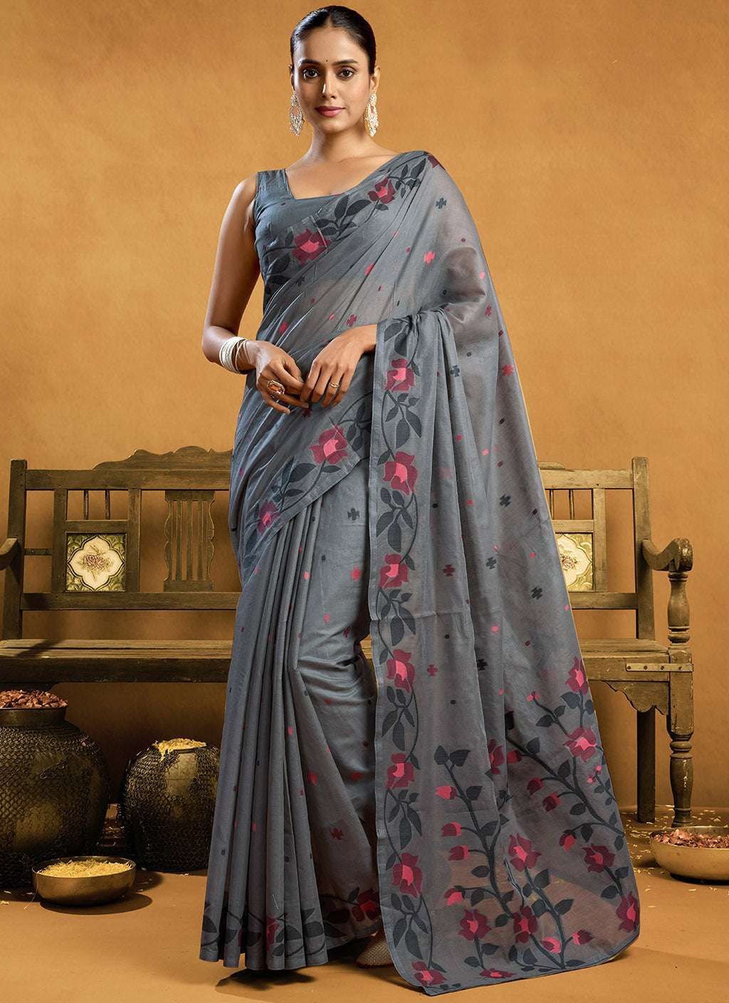 dusky-rose-grey-jamdani-saree